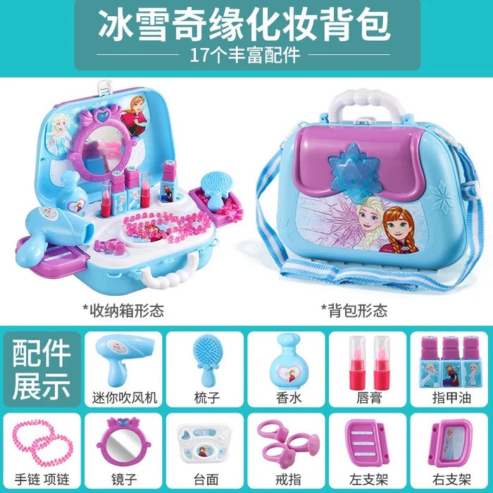 Disney new Mickey Minnie Frozen children's cooking kitchen utensils simulation tableware girls play house toys trolley box