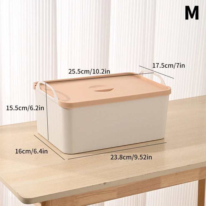 Home Sundries Toy Storage Box With Cover Plastic Closet Wardrobe Desk Organizers Clothes Kitchen Storage Containers Baskets