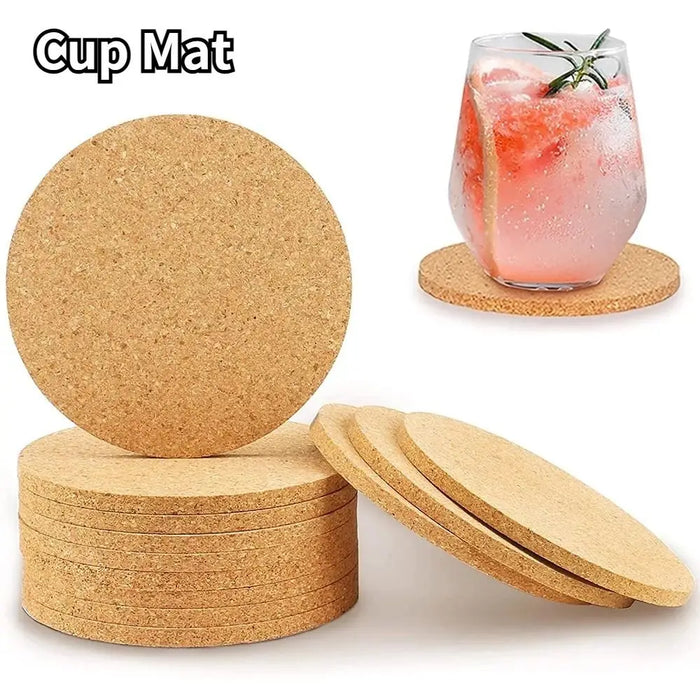 New Cork Coaster Square Circular Anti Slip Insulated Dining Table Mat Wooden Heat-insulating Kitchen Water Absorbing Mat