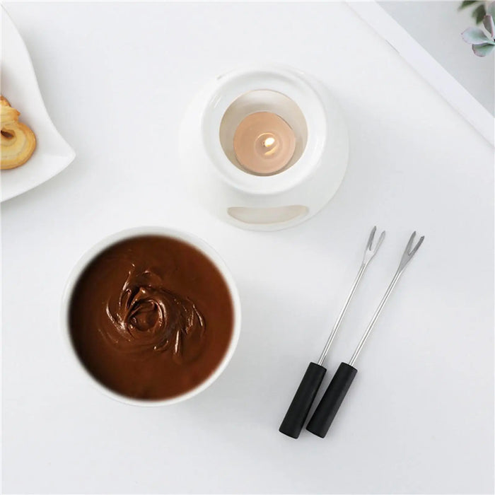 Chocolate Fondue Pot Kitchen Appliances Home Tea Light Porcelain Melting Pot