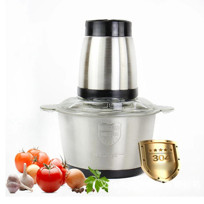 Food Chopper Stainless Steel 2L Electrical Food Processor Meat Grinder Blender Mixer Machine Kitchen Appliances,EU Plug