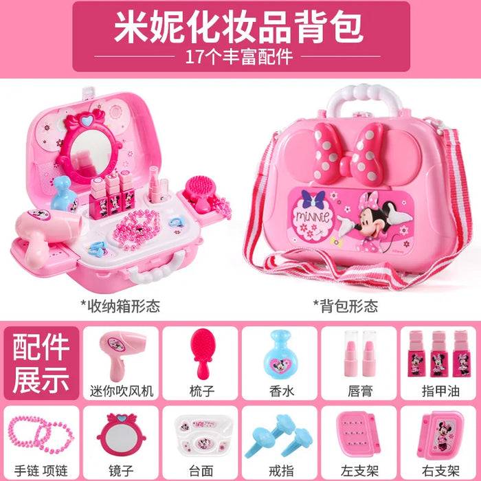 Disney new Mickey Minnie Frozen children's cooking kitchen utensils simulation tableware girls play house toys trolley box